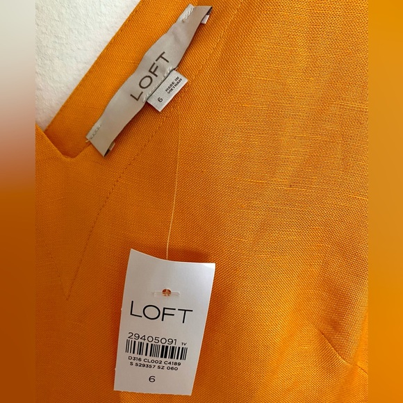 LOFT Linen Midi Dress w Keyhole Back - Picture 3 of 5